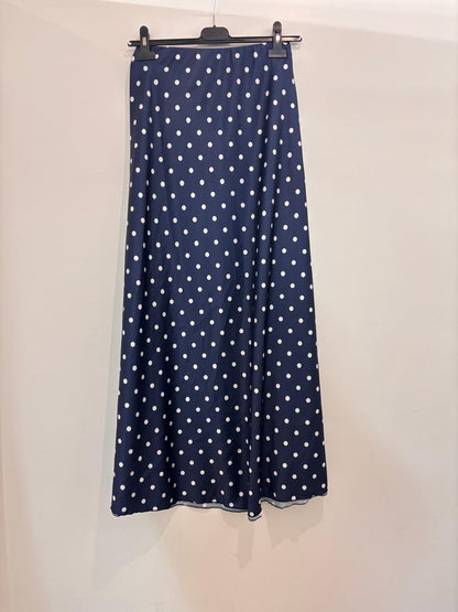 Jupe longue fluide pois coupe évasée & taille élastiquée