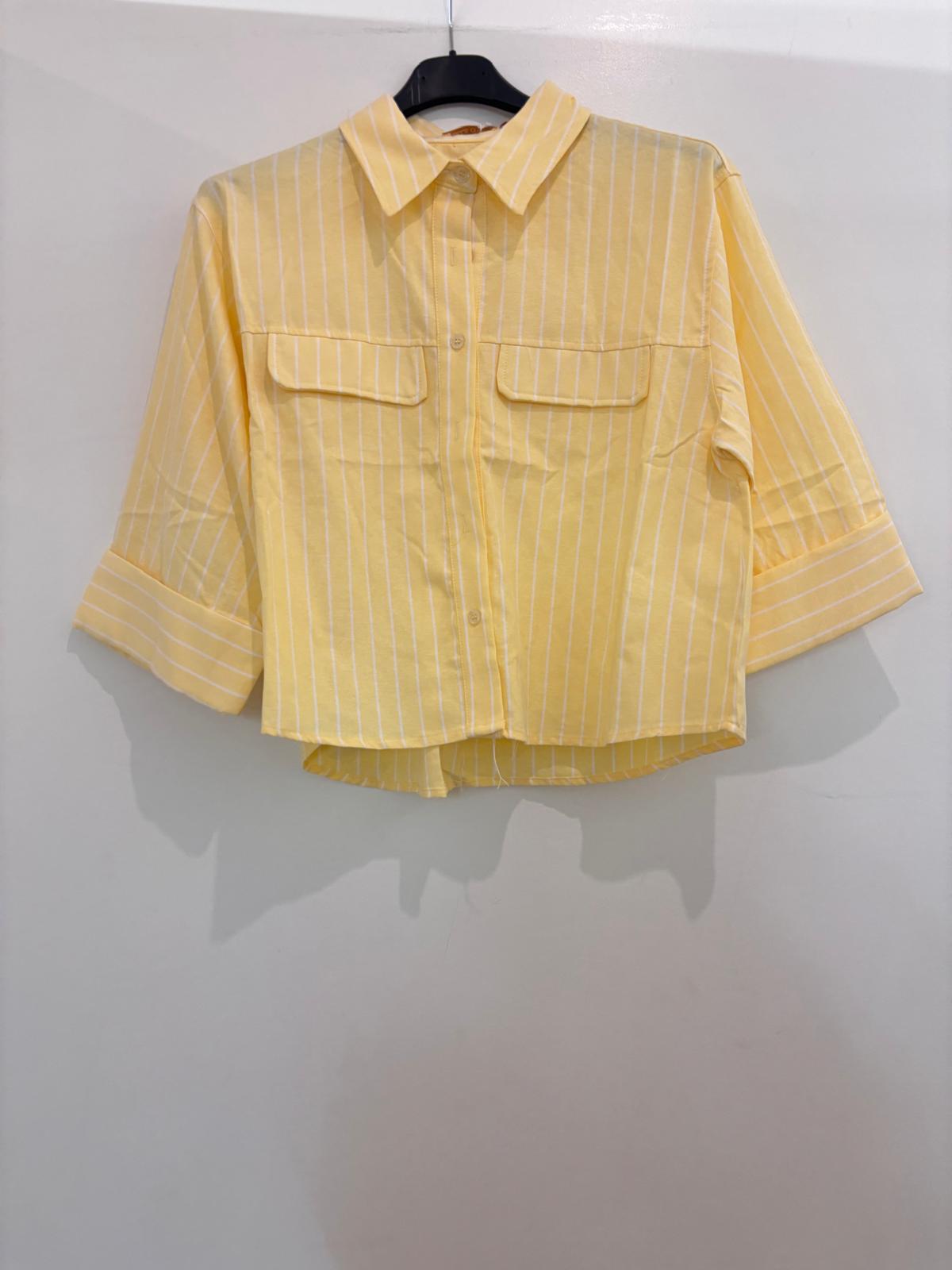 Chemise manches 3/4 retroussées et double poche poitrine à rabat