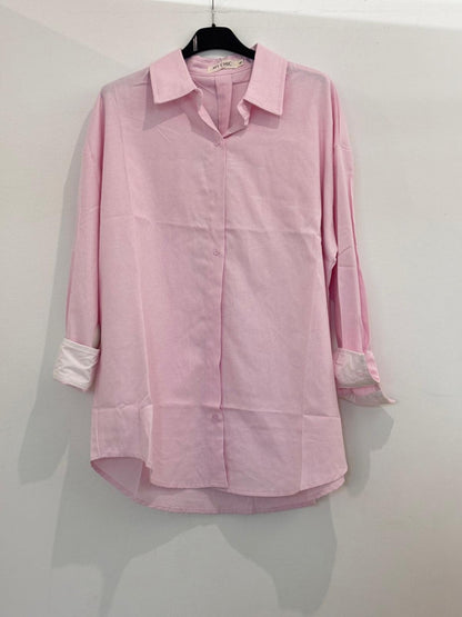 Chemise oversize à col classique et manches longues à poignets