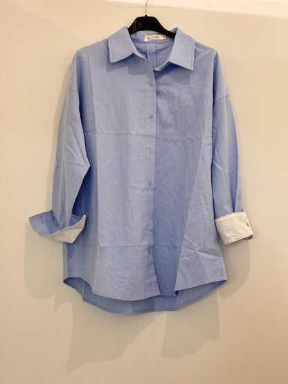 Chemise oversize à col classique et manches longues à poignets