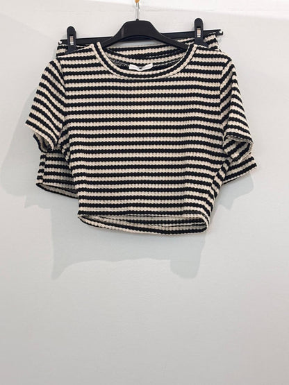 Ensemble t-shirt et short à rayures en maille texturée gaufrée