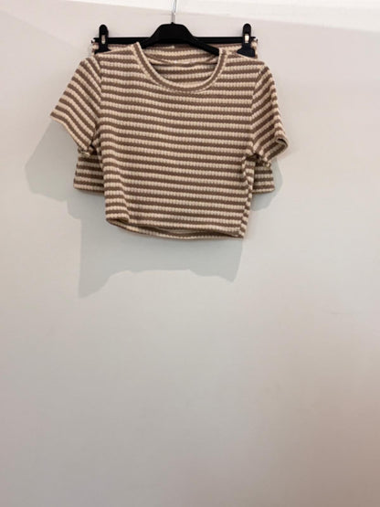 Ensemble t-shirt et short à rayures en maille texturée gaufrée