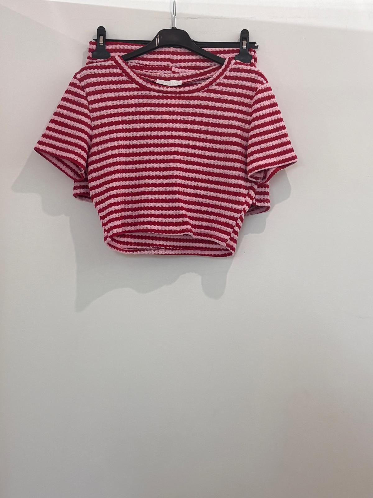 Ensemble t-shirt et short à rayures en maille texturée gaufrée