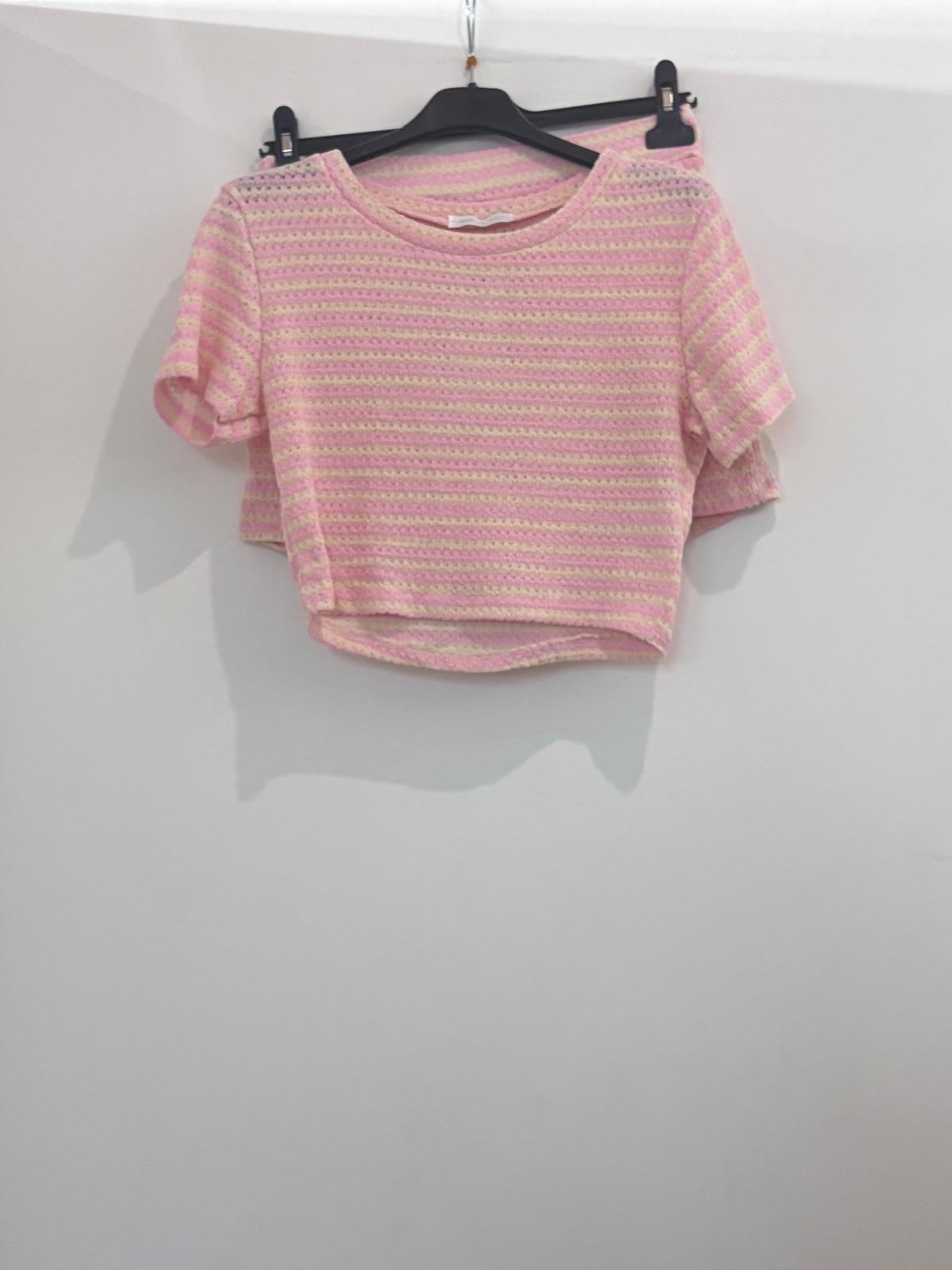 Ensemble t-shirt et short à rayures en maille texturée gaufrée