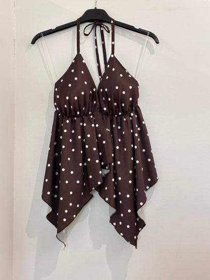 Top Halter avec Ourlet Asymétrique