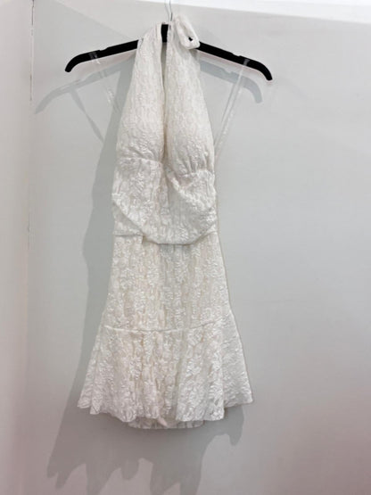 Robe Courte en Dentelle à Col Halter