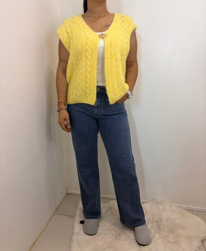 Gilet sans manches en maille ajourée