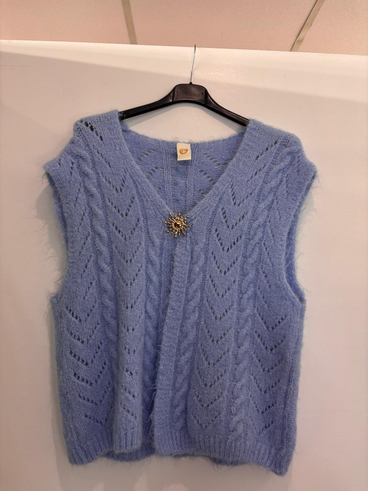 Gilet sans manches en maille ajourée