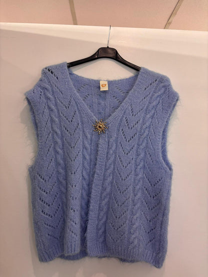 Gilet sans manches en maille ajourée