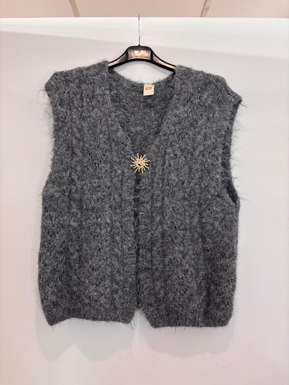 Gilet sans manches en maille ajourée
