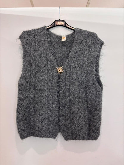Gilet sans manches en maille ajourée