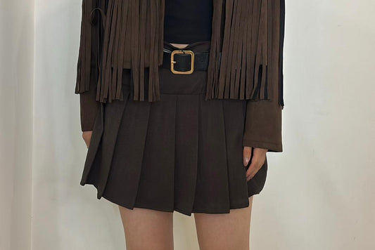 Jupe plissée avec ceinture avec short intégré