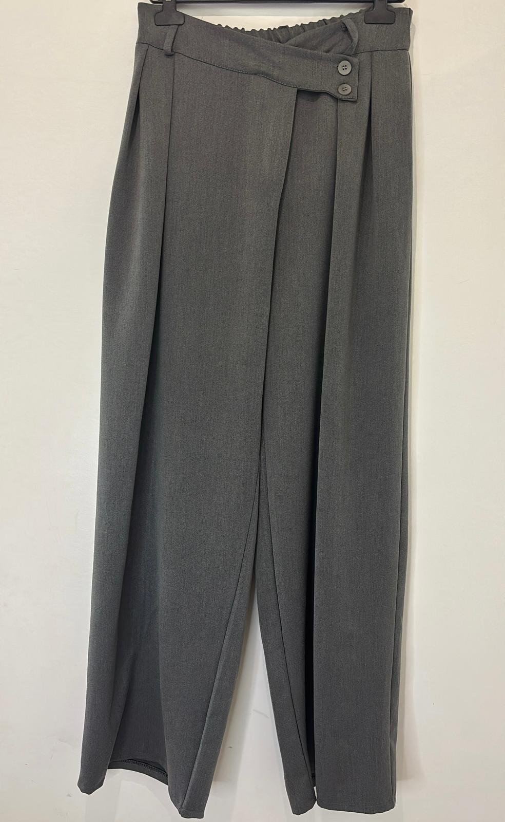 Pantalon large taille haute à plis
