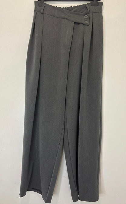 Pantalon large taille haute à plis