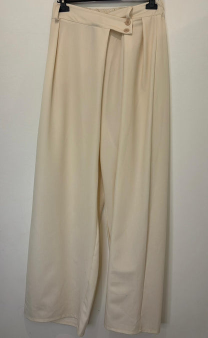 Pantalon large taille haute à plis