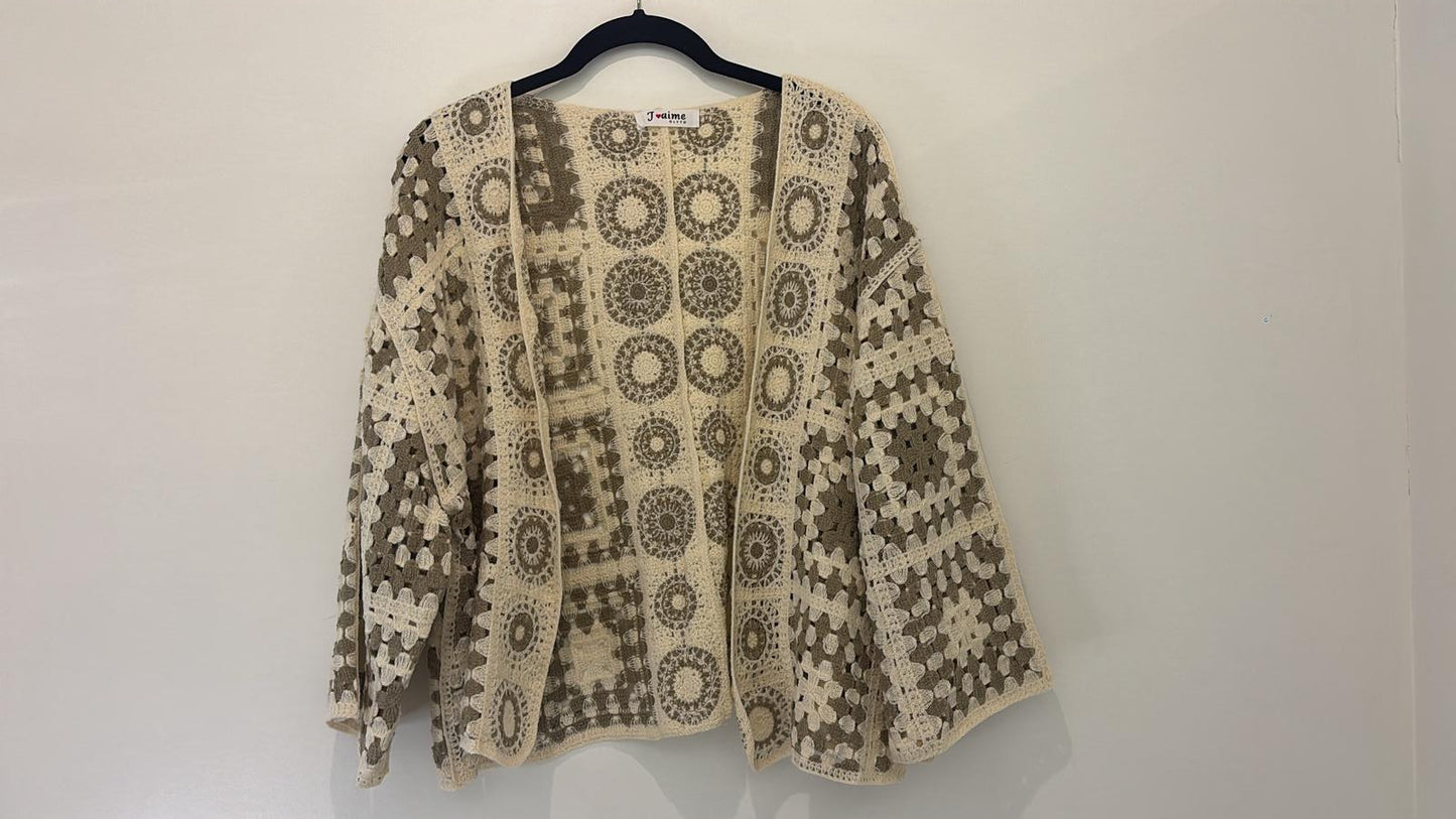 Gilet crochet à motifs géométriques