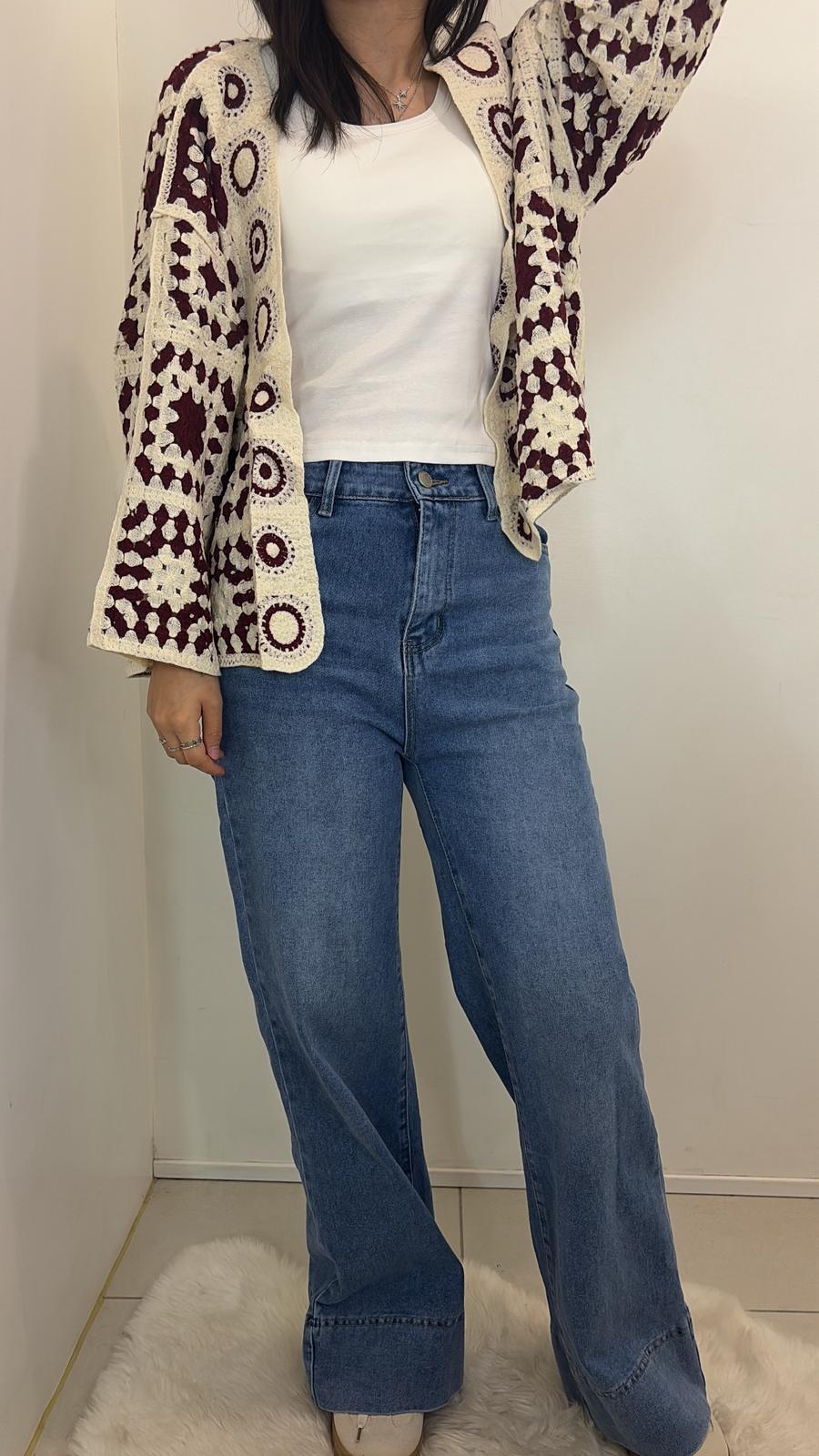 Gilet crochet à motifs géométriques