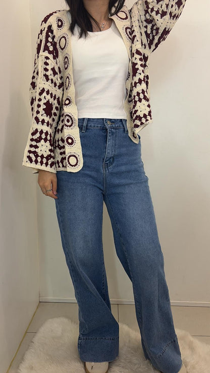 Gilet crochet à motifs géométriques