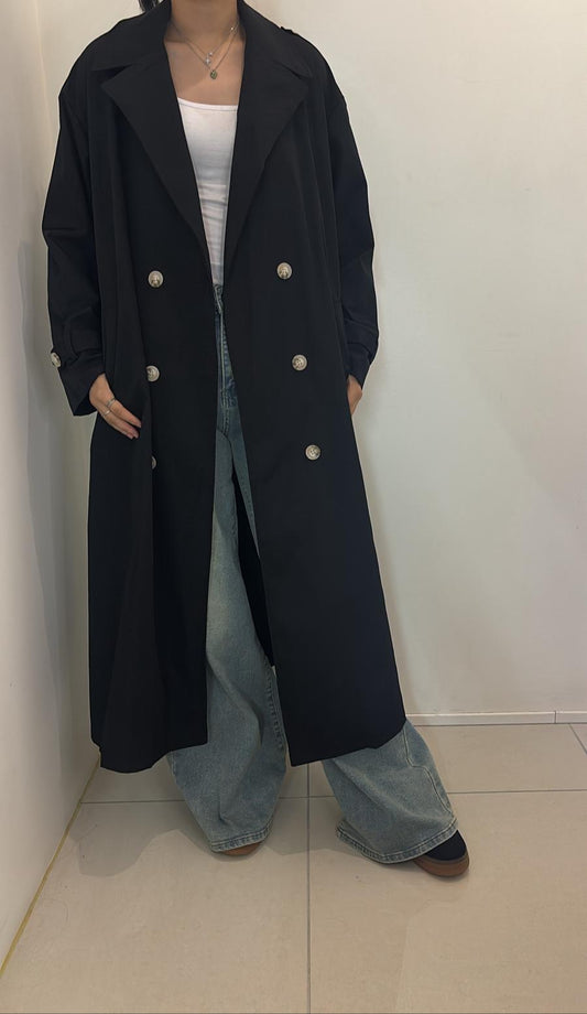 Trench long oversize ceinturé