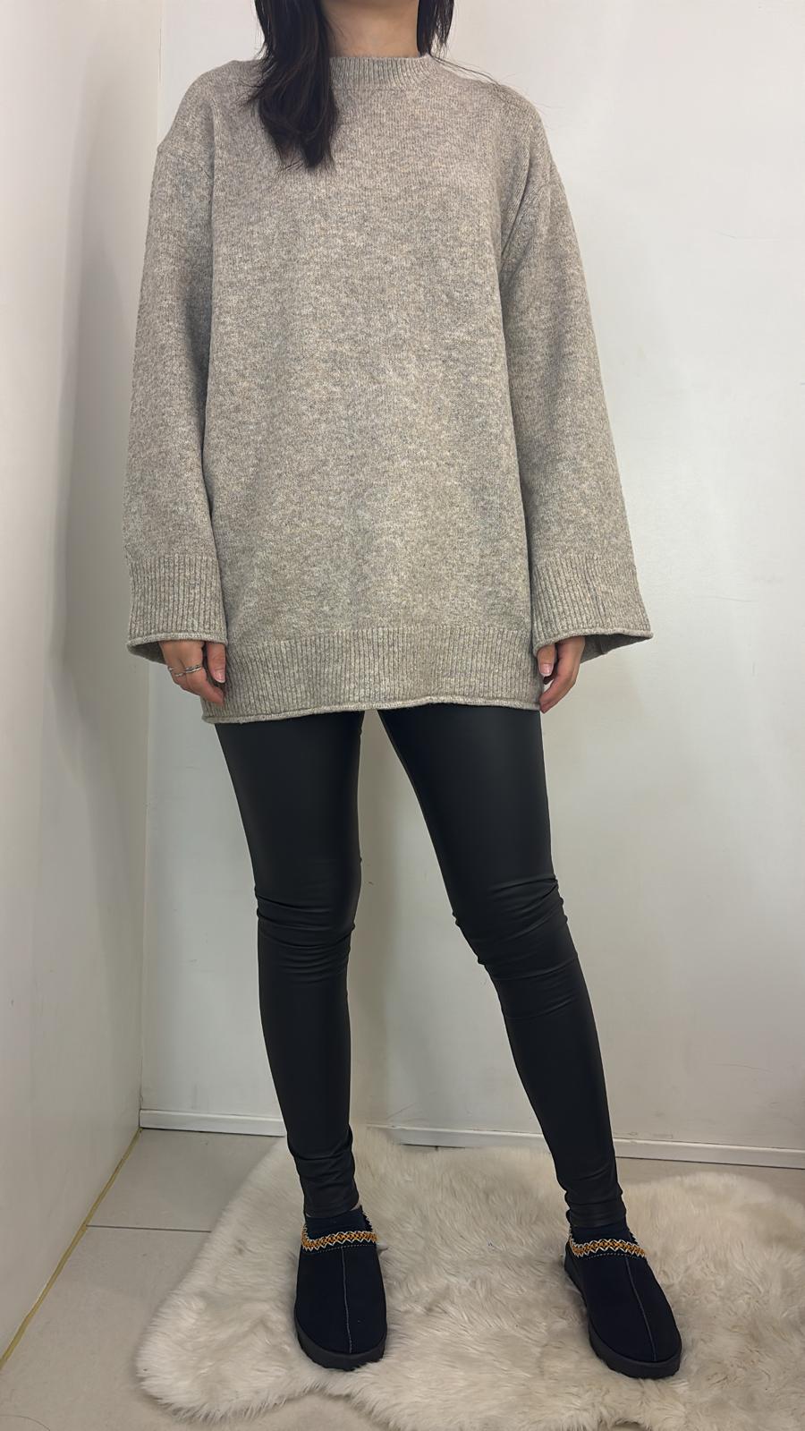 Pull oversize en maille à col rond