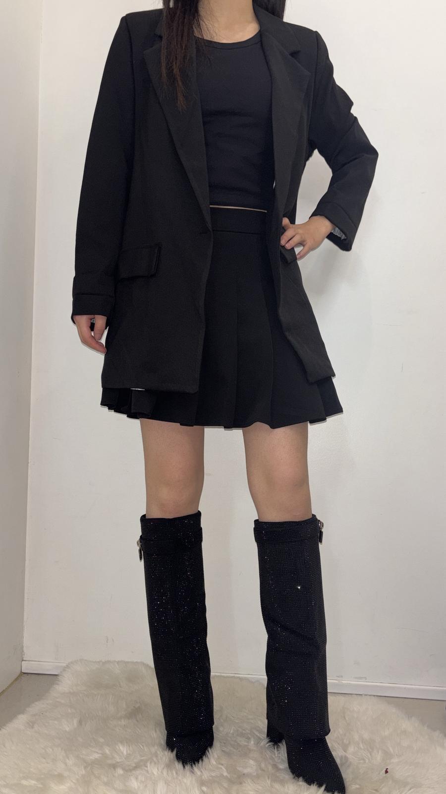 Veste blazer oversize à coupe droite et poches à rabat