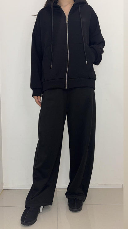 Sweat à capuche noir zippé