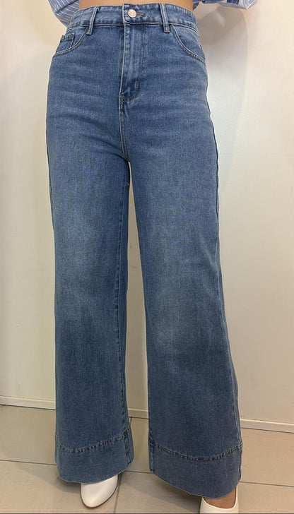 Jean large taille haute