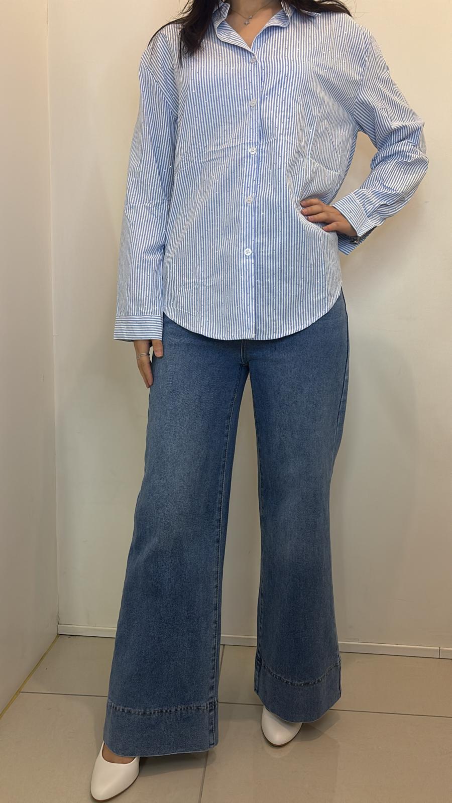 Chemise rayée bleu et blanche à coupe oversize