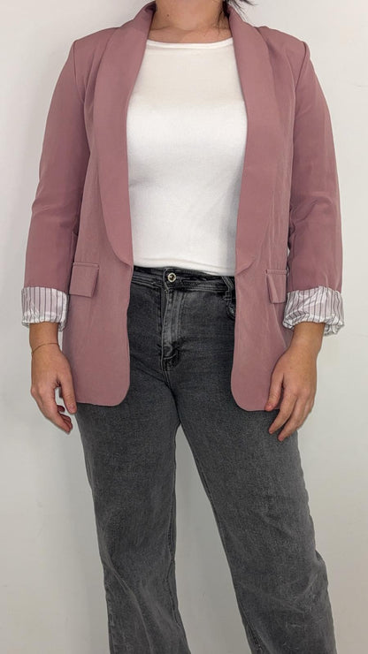 Veste blazer fluide noire à revers rayés