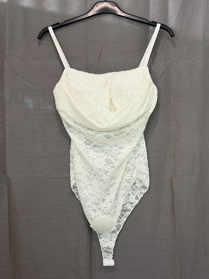 Body vintage en dentelle à fines brettelles