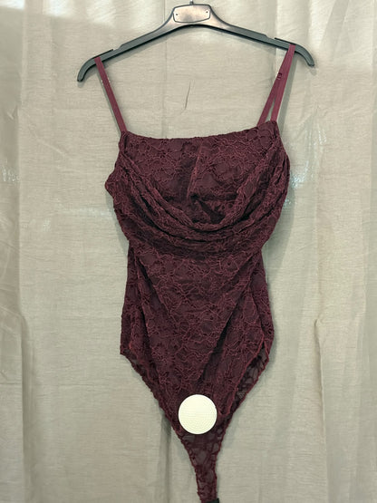 Body vintage en dentelle à fines brettelles