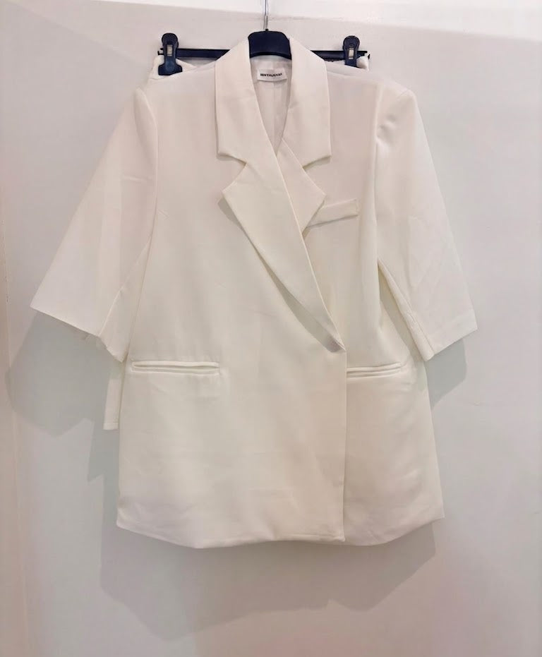 Ensemble deux pièces blazer oversize à un bouton col tailleur & short bermuda