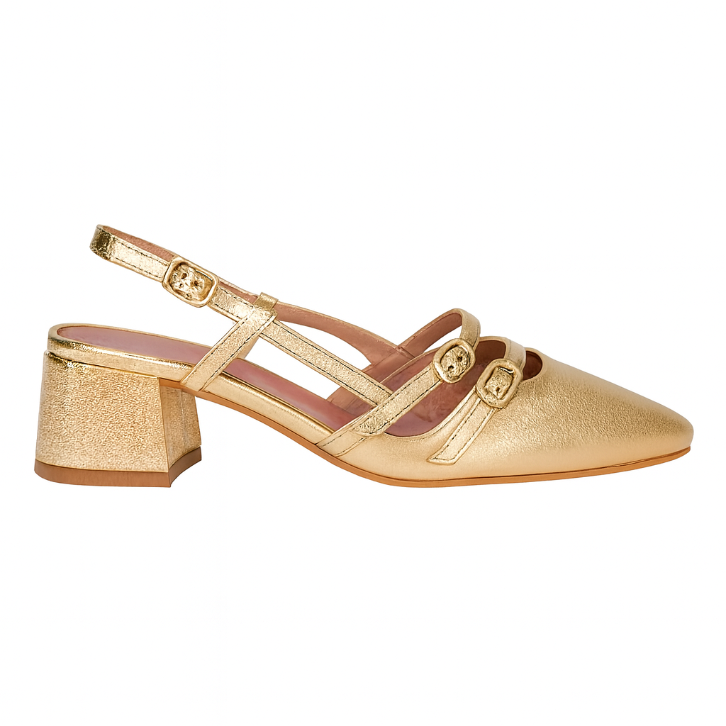 Escarpin slingback bicolore bout contrasté et brides fines