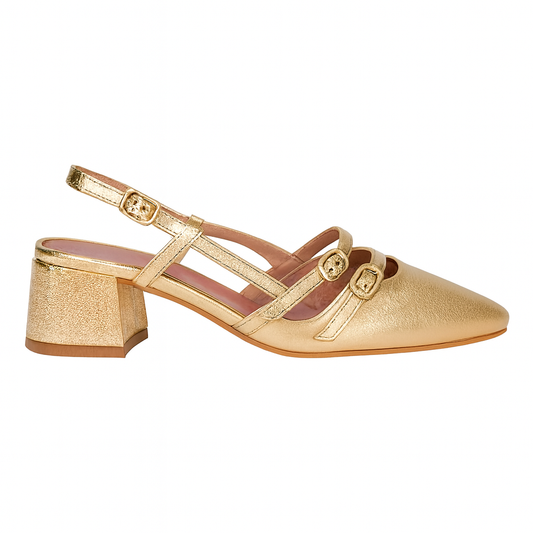Escarpin slingback bicolore bout contrasté et brides fines