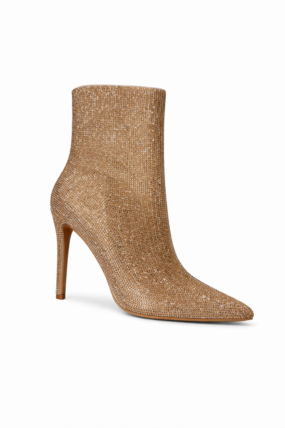 Bottines chaussettes noires à strass et talon aiguille