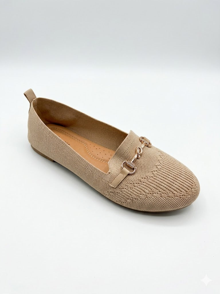 Mocassin en tissu tricoté avec détail mors argenté