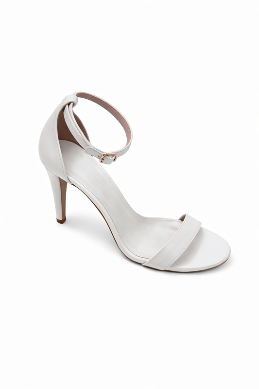 Talon blanc aiguille à bride cheville