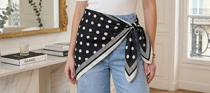Foulard à pois et bordure imprimée à nouer en ceinture
