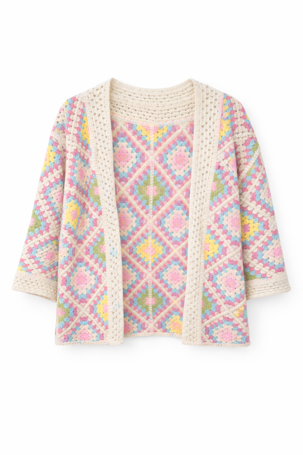 Gilet crochet à motifs géométriques