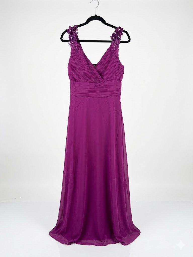 Robe courte fleuries plissée avec bretelles ornées de fleurs et sequins