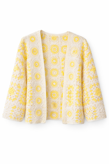 Gilet crochet à motifs géométriques