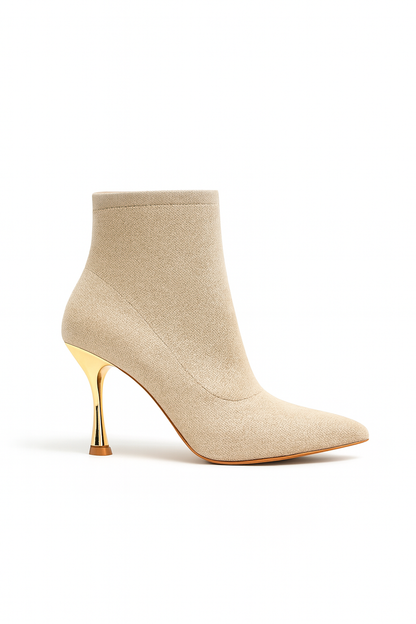 Bottines à talon fin effet pailleté