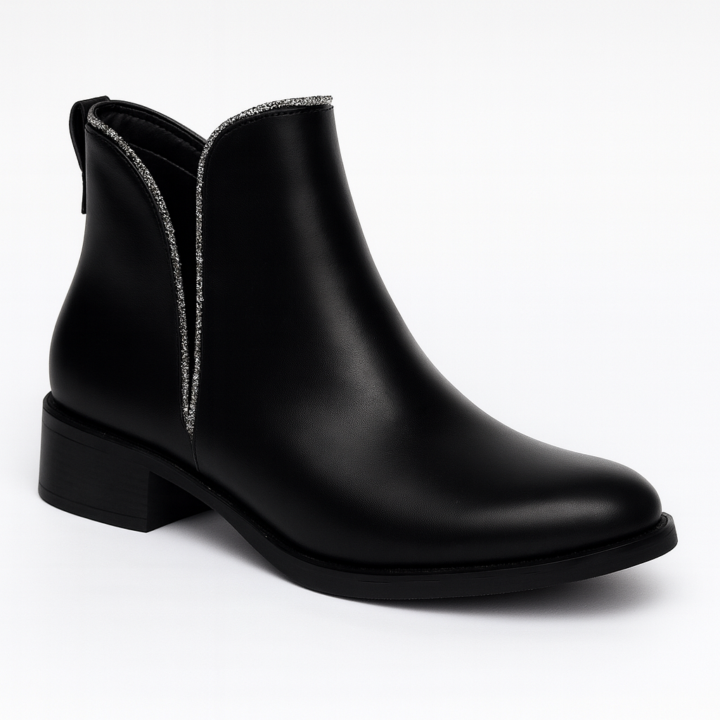 Bottines noires minimalistes à élastiques latéraux
