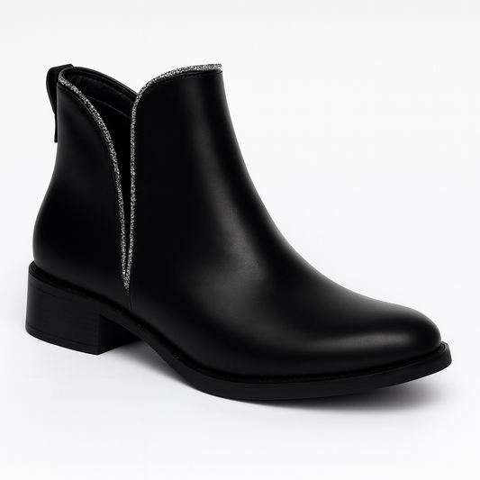 Bottines noires minimalistes à élastiques latéraux