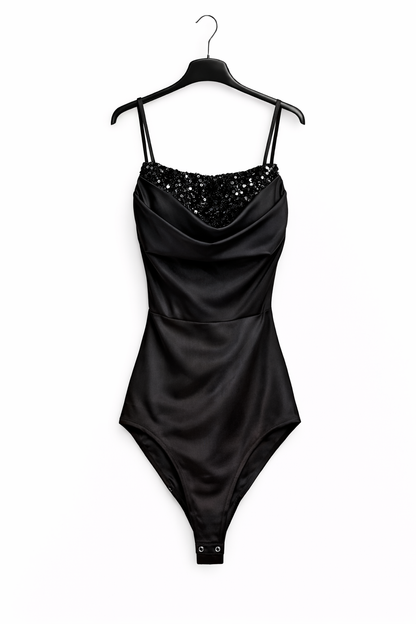 Body à sequins décolleté drapé