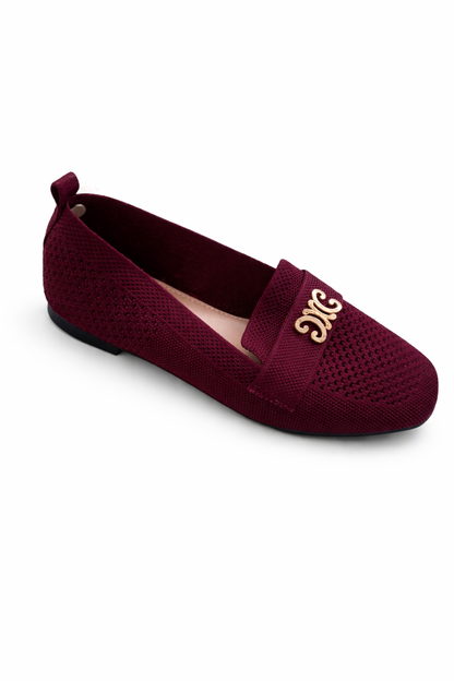 Mocassins slip-on en maille respirante avec ornement métallique doré