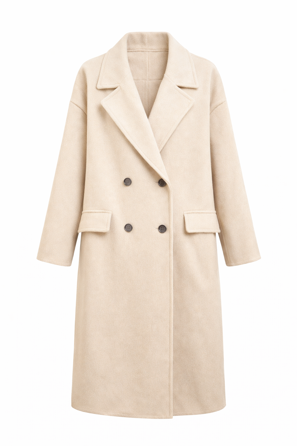 Manteau long double boutonnage coupe droite