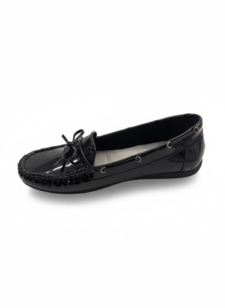 Mocassin noir verni finition brillante