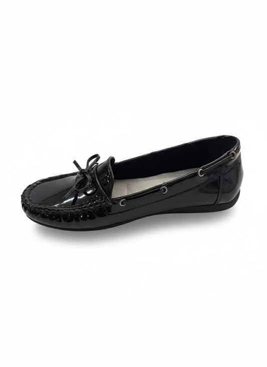 Mocassin noir verni finition brillante