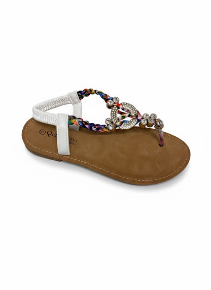 Sandale plate bijoux multicolore esprit bohème